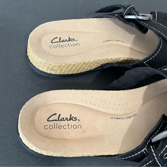 Clark’s Collection Black Reileigh Leatger Slip On Sandals - Picture 8 of 16